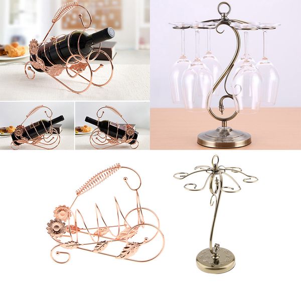 

retor metal red wine rack+6pcs wine glass bottle rack glass goblet holder