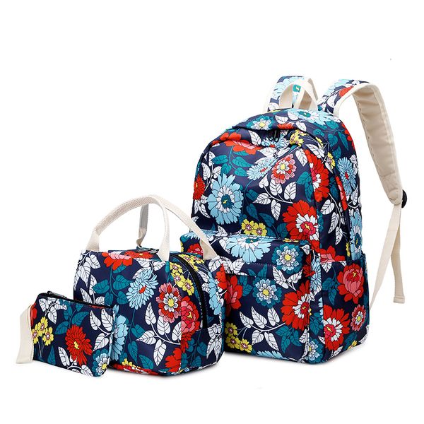 

3pcs/set printing nylon school bags for teenage girls floral print backpacks female 2019 waterproof school bag mochila escolar
