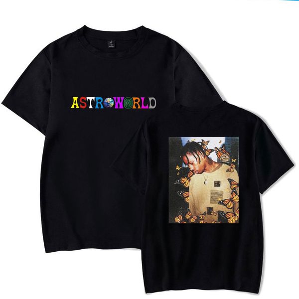 

astroworld t-shirt travis scott t shirt tee short sleeve t-shirt hip hop astroworld black tee t shirt size s-3xl, White;black