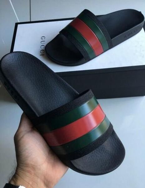 

new130 quality men women paris llluxury design summer sandals beach slide slippers ladies flip flops loafers print leather solid color, Black