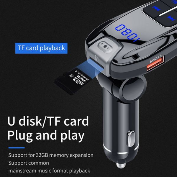 

bluetooth 5.0 fm transmitter car kit mp3 modulator player wireless handsaudio receiver dual usb fast charger pd3.0