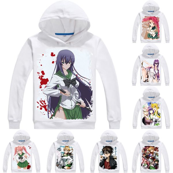 

anime hoodies apocalyptic academy highschool of the dead 3d hoodies multi-style long sleeve hooded saeko busujima cosplay sweatshirts, Black