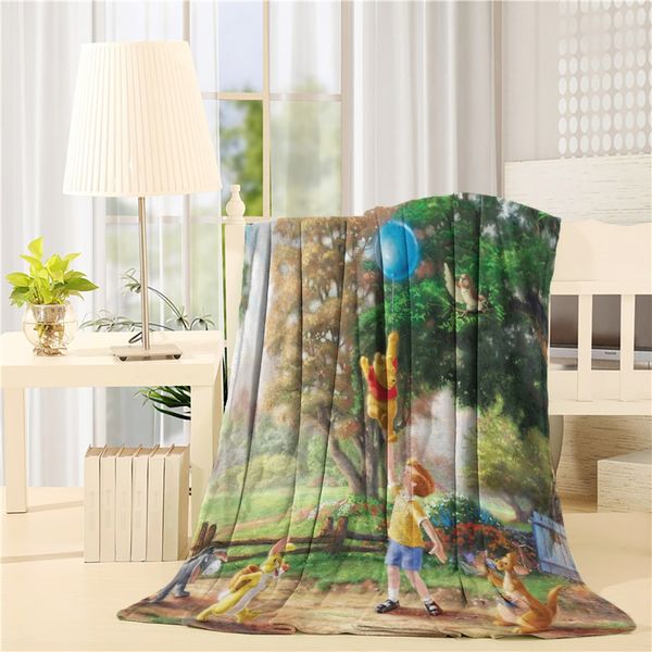 

too amazing -the-p-ooh print flannel throw blanket lightweight cozy bed sofa blankets super soft fabric