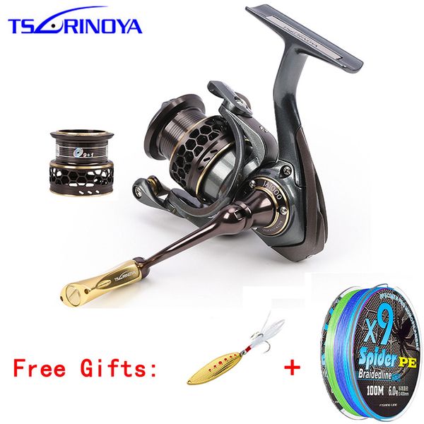 

tsurinoya jaguar 1000-5000 9+1bb fishing reel 2 spools carp fishing 5.2:1 squid saltwater metal handle reels coil spinning reel