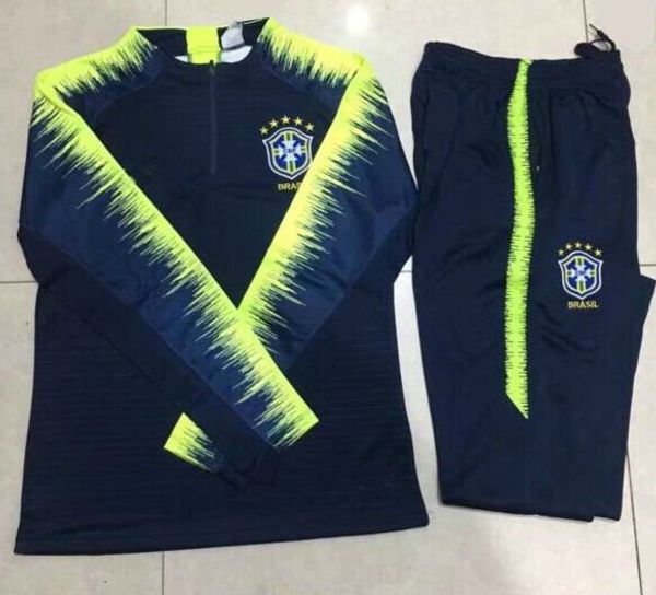 

survetement brazil world cup bresil 2018 brazilian maillot de foot neymar brasil trainingspak soccer jogging football men tracksuit, Black