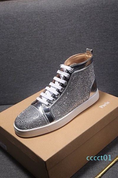 

fashion cut suede flash leather red bottom platform designer spike luxury sneakers men and women party wedding crystal size 35-46, Black