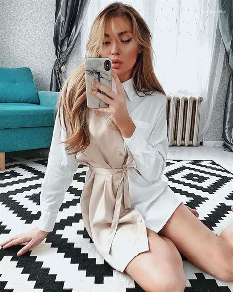

dresses casual lace panelled lapel neck long sleeve shirt dresses designer womens dresses fashion women designer, Black;gray