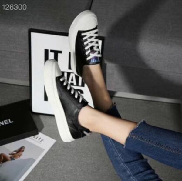 

new 2020 women's 3.0cm thick heel comfort sneaker super star black and white fashion shoes outdoor casual shoes