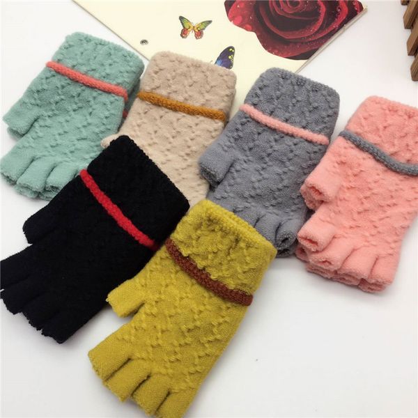 

girls ladies winter gloves hand wrist warmer typing cashmere mitten, Blue;gray