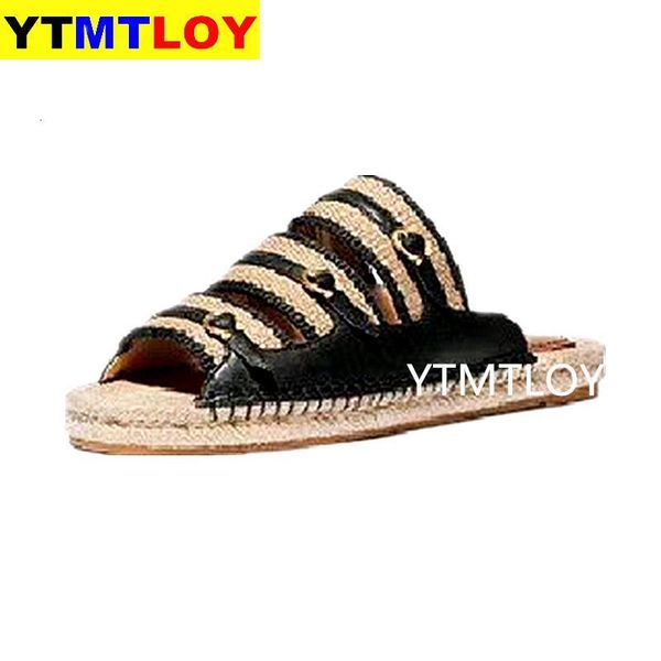 

shoes womens summer sandals flats female peep bow casual sandalias mujer women slippers new fashion hemp rope mixed colors, Black
