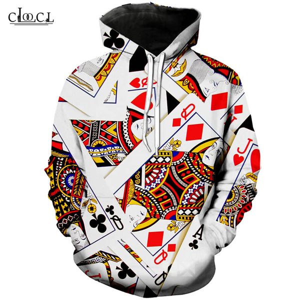 

long sleeve sweatshirts queen playing cards 3d printed pocket hoodie men women casual hooded streetwear oversized hoodies, Black
