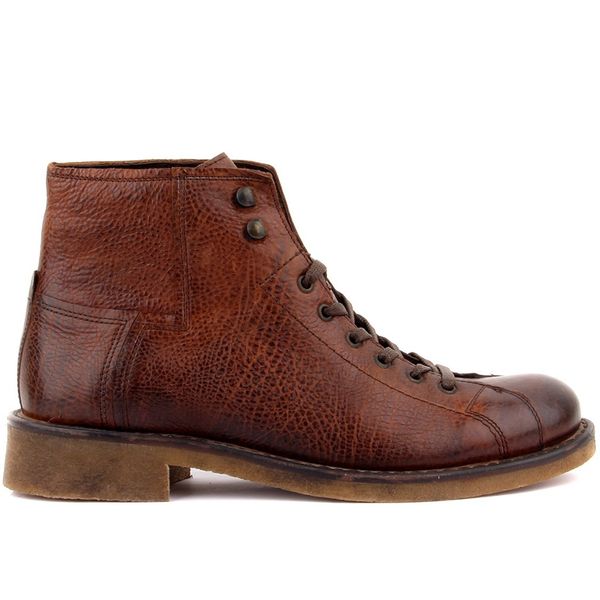 

sail lakers-tan leather lace-up men boots, Black