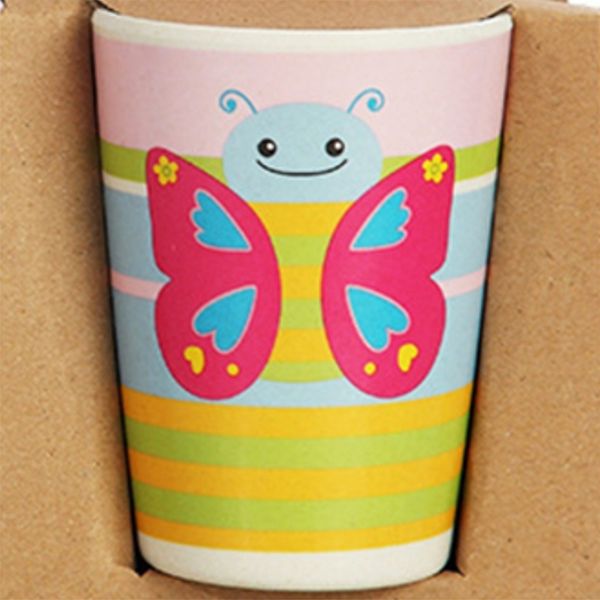 

5 pieces / set of small butterfly animal dish + bow + fork + cup baby tableware feeding set bamboo fiber baby cute children cont dinnerware
