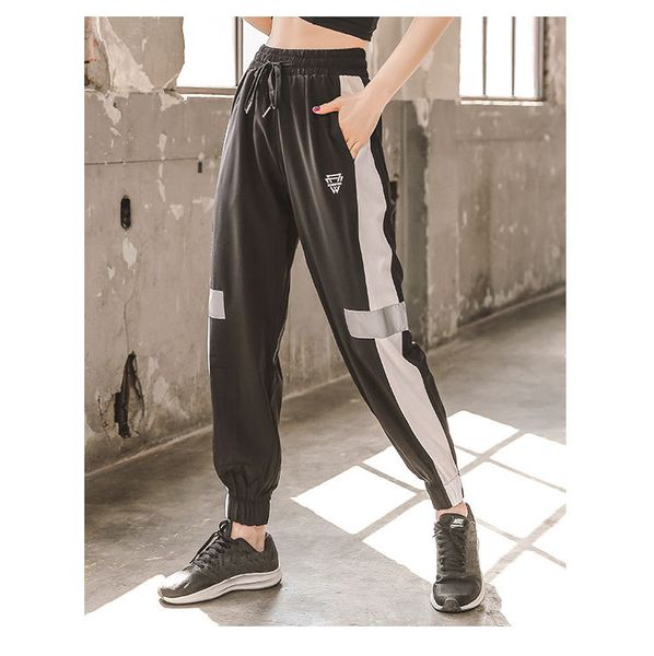 

summer black breathable trousers women loose high waist lace up pants small feet sweatpants quick dry plus size casual pants, Black;white