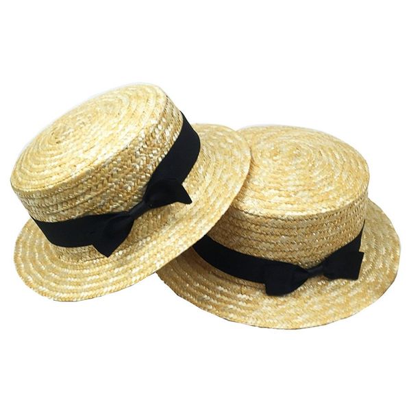 

brand new summer parent-child beach hat lady brand women flat brim bowknot straw cap cute child girls straw hatÂ, Blue;gray