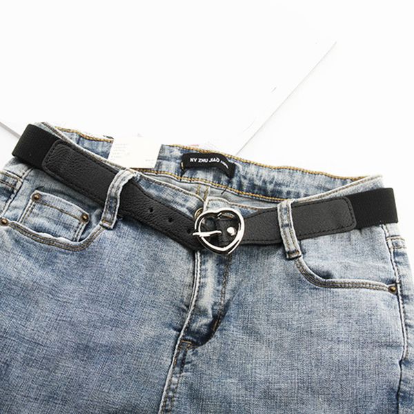 

3cm wide braided belt black heart square shaped metal pin buckle women waistband faux leather elastic band for jeans dress belt, Black;brown