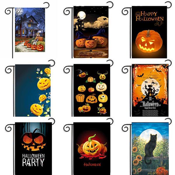 

30*45cm halloween garden flags pumpkin ghost party home decor outdoor hanging polyester garden flags halloween decorations wx9-03