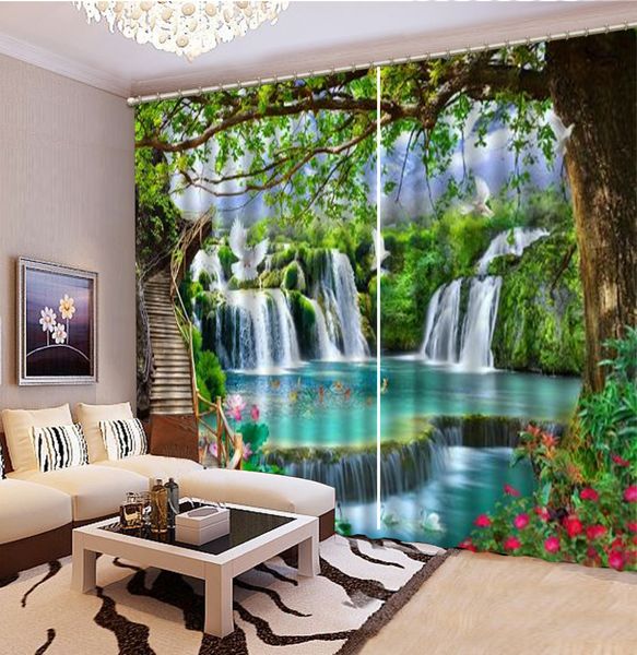 2019 Custom High Definition Curtain Beautiful Large Waterfall Bird
