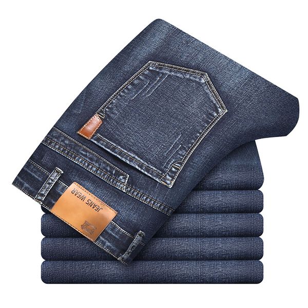 

2018 new business mens classic denim jeans black summer thin slim fit pants high stretch fashion skinny male vintage jeans zls11, Blue