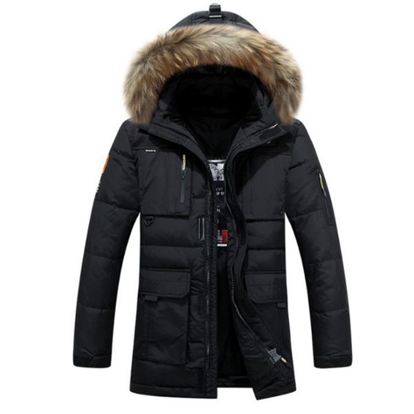 Abbigliamento da uomo di alta qualità Giacche casual Parka ispessimento Cappotto grande da uomo Nuovo piumino invernale Cappuccio in pelliccia di procione