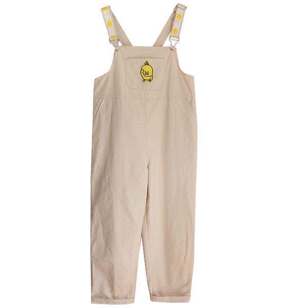 

2020 new summer rompers women college wind cute duck embroidered jumpsuit loose harajuku sweet rainbow color bib pants female, Black;white