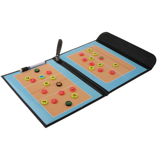 

sports volleyball dry erase erasable coaching board with magnetic chess pieces for strategizing, techniques, Red;blue
