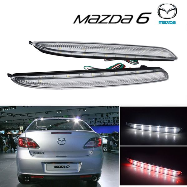 

2x 6 clear rear bumper reflector led reverse brake light 6 mps atenza/white(ca172