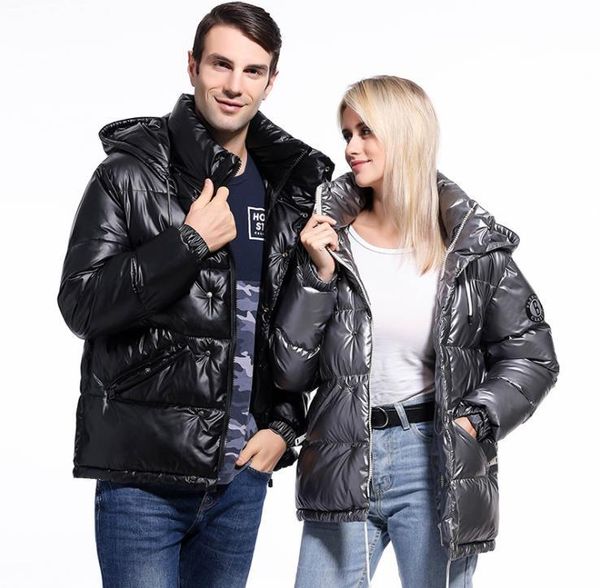 

winter designer jackets fashion casual hooded thickened warm down hat detachable womens mens coats glossy surface parkas, Black