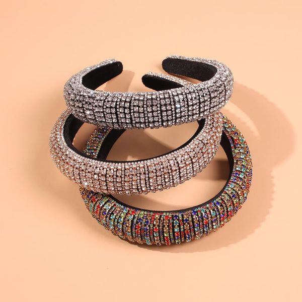 

catwalk luxury personality color rhinestone hairband new baroque fashion headbands star hair jewelry accessories tiara de noiva, Golden;white