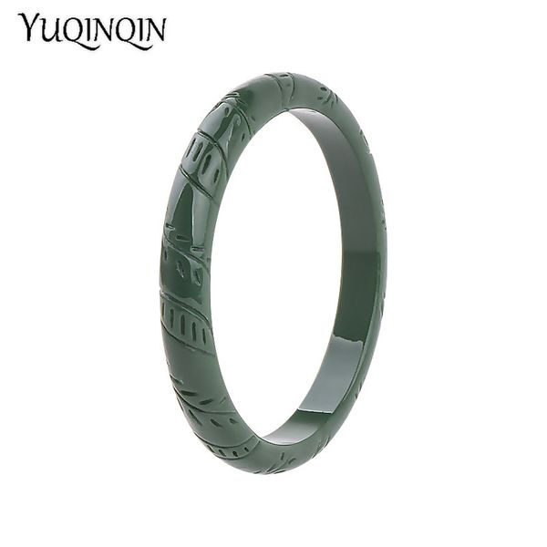 

trendy resin cuff engraved leaf bracelets bangles for women new fashion green acrylic bracelet female simple charm party jewelry, Black