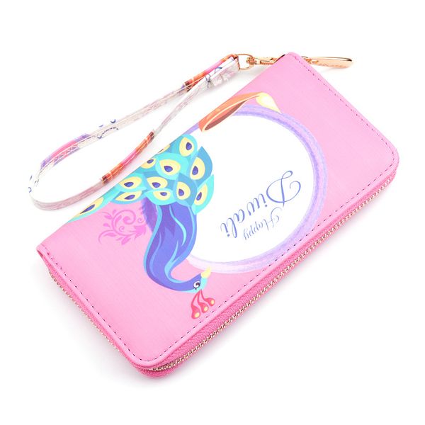 

ougger women purse and wallet money clips long pink pu latest model korean style change purse with cartoon printing zipper, Red;black