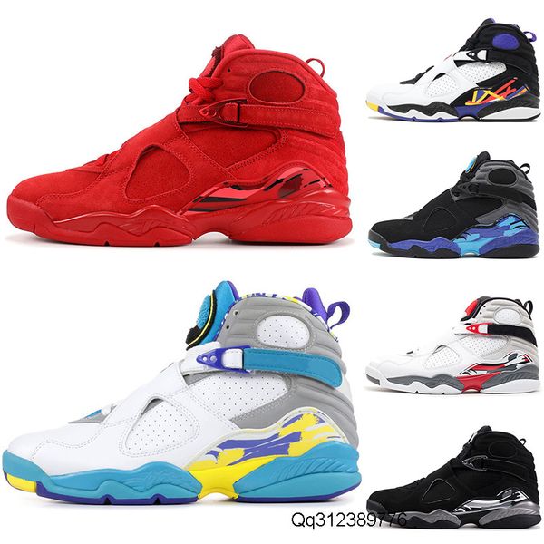 

8s basketball shoes 8 valentines day aqua black white chrome playoff countdown pack mens trainer designer sport sneaker size 41-47