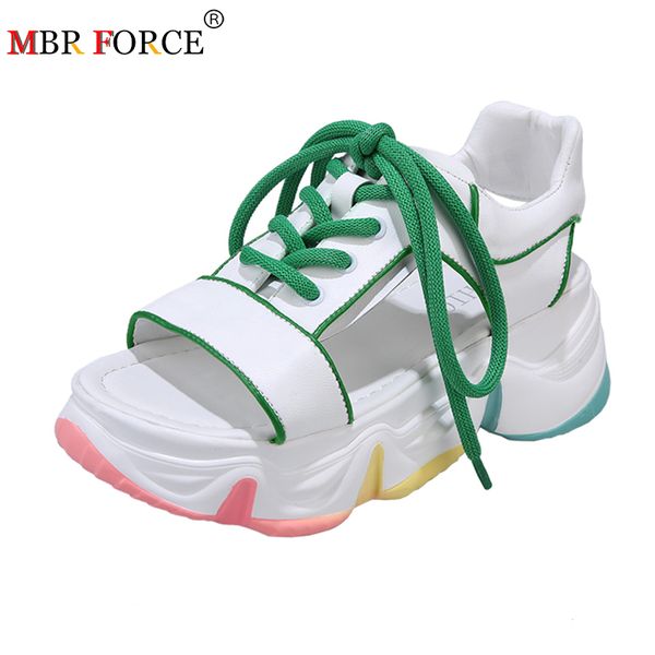 

mbr force new 2020 new summer women sandals shoes black white platform sandals comfortable women thick sole beach woman