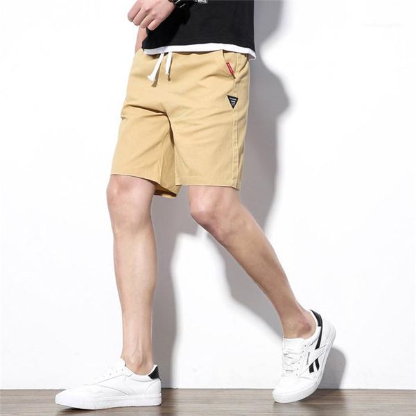 

knee length plus size summer beach short trousers solid young pants 5xl designer shorts mens slim fashion cotton, White;black