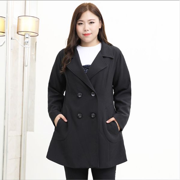 

10xl plus size autumn women coat windbreaker 2020 female casual loose coat fashion office lady black outerwear trench fw685, Tan;black
