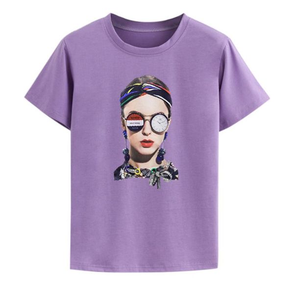

new fashion t shirt woman spring summer girls print short sleeve o neck ladies slim fit soft plus size running tshirt, Black;blue