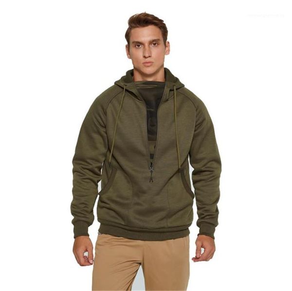 

sleeve zipper neck hooded sweatshirts new arrival mens apparel casual mens designer hoodies fashion slim solid color long, Black