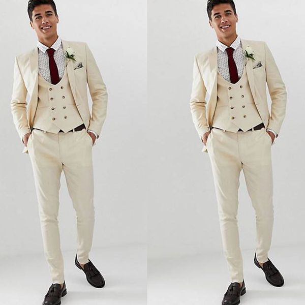 Smoking da sposa avorio bianco da sposo 3 pezzi slim fit pantaloni monopetto da uomo abiti da uomo giacche blazer