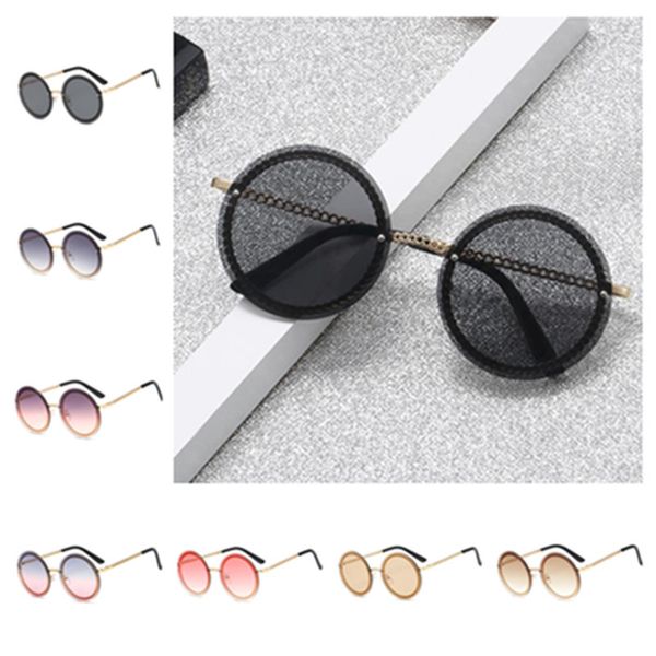 

european women retro sunglasses round frame sun glasses goggles anti-uv spectacles rimless eyeglasses sun glasses eyewear a, White;black