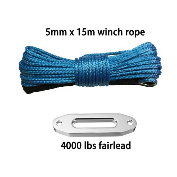

5mm*15m atv winch line with 4000lbs fairlead, winch cable, rope for auto parts