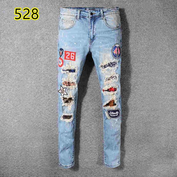 

2020 amiri jeans famous brand designer luxury jeans vdascsew men fashion street wear mens biker jeans man popular pants, Blue