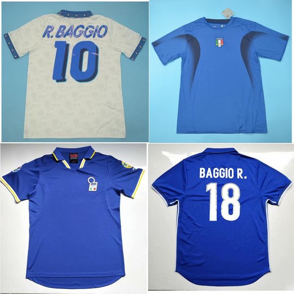 

1994 1996 italy retro soccer jerseys 1998 2006 maldini football shirt r. baggio jersey totti pirlo baresi classic maillot de foot, Black;yellow