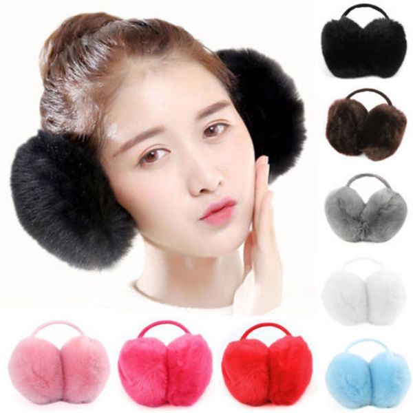 

2019 furry earmuff women men winter warm fuax rex farms fur earmuffs ear muffs gift, Blue;gray