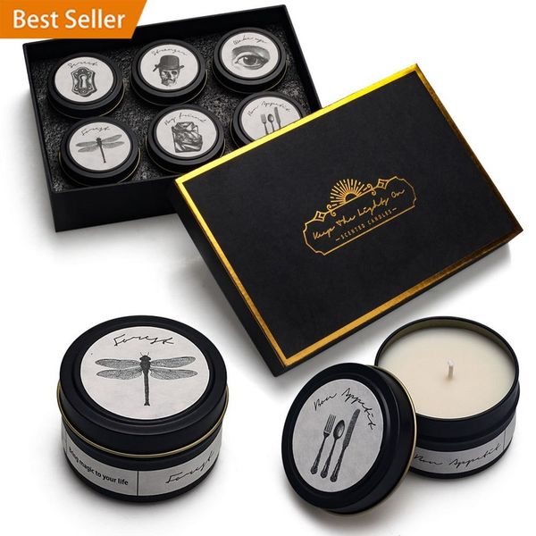 

6 sets of black iron can aromatherapy candles essential oil smokeless candles bedroom relax yoga appointment overseas warehouse delivers
