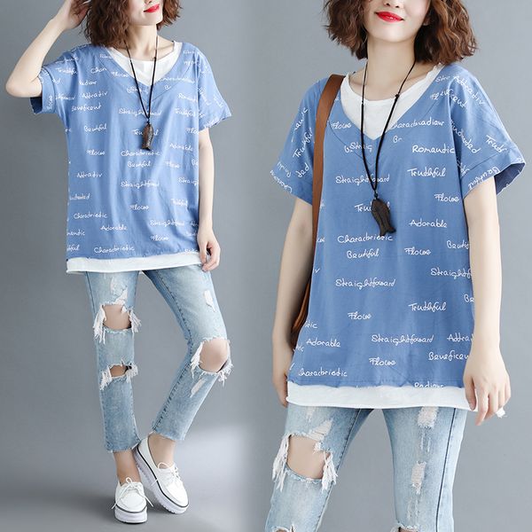 

suit-dress 200 jin summer wear cover belly jacket fat mm literature easy age sham two paper split joint short sleeve t pity, Black;brown