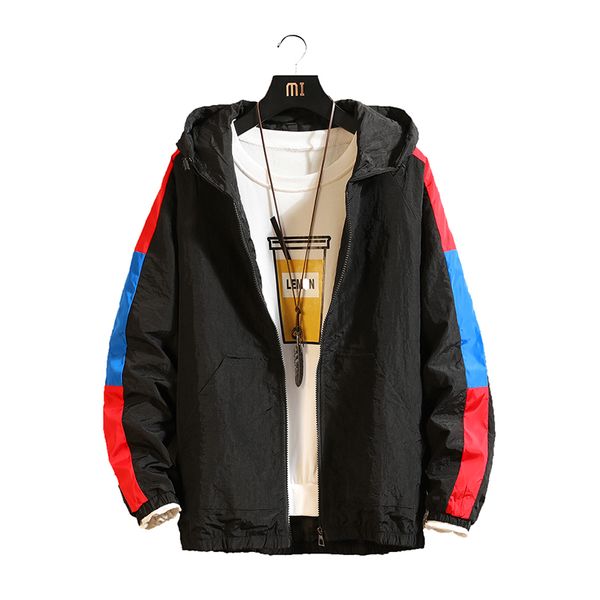 

2019 autumn mens hooded jackets slim fit long sleeve homme trendy windbreaker coat brand clothing drop shipping, Black;brown