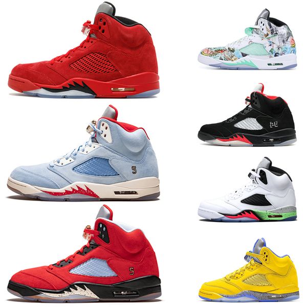 

original men basketball shoes 5 5s international flight suede blue fire red mens trainers fire red athletic shoes hipping