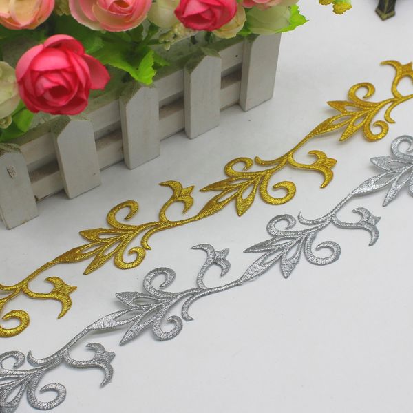

iron on embroidered lace braided vintage appliqued cosplay lace ribbons 6 yards gold and silver trims venise 3.7cm wide, Pink;blue