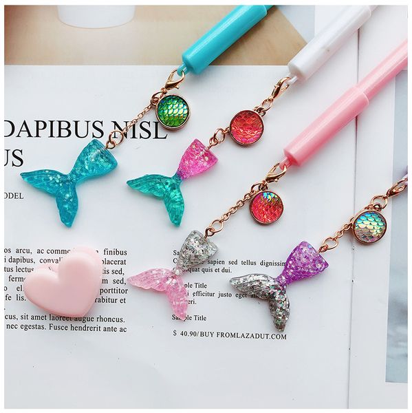 

24 pcs/lot mermaid gel pen crystal pendant 0.5mm black color pens for writing wholesale stationery office school supplies a6545