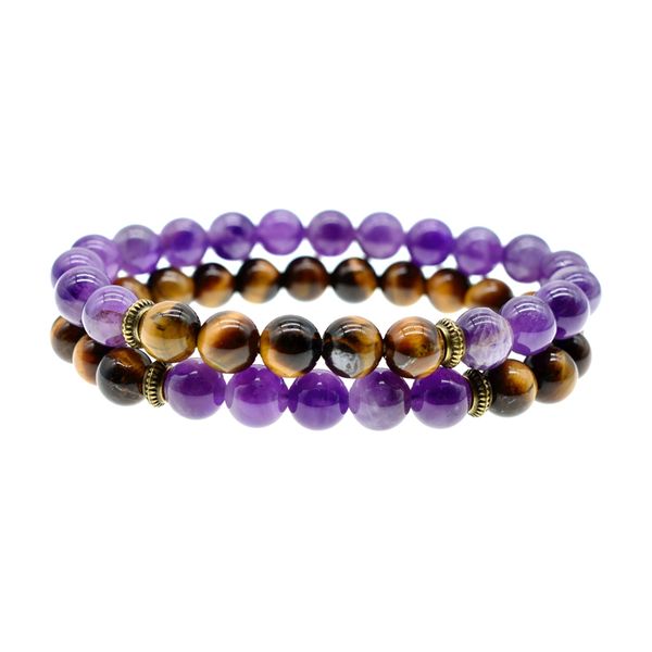 

2pc/set natural purple wafer beads offline adjustable tiger eye stone bracelet natural stone bracelets & bangles, Black